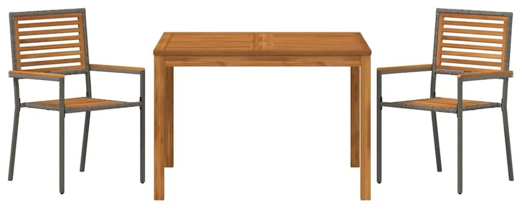 Conjunto de Jantar para Jardim 3 pcs Cinzeto 110 x 110 x 75 cm