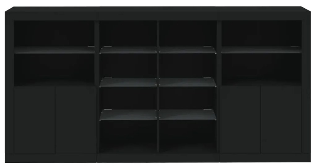 Aparador com luzes LED 202x37x100 cm preto