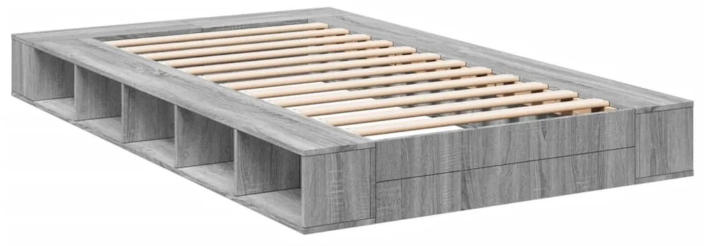 Estrutura cama 140x190 cm derivados de madeira cinzento sonoma