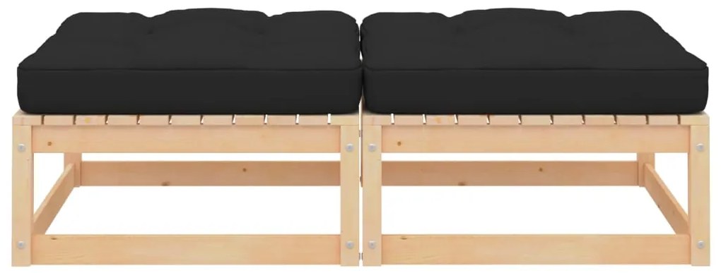 Apoio de pés p/ jardim c/ almofadões 2 pcs pinho maciço