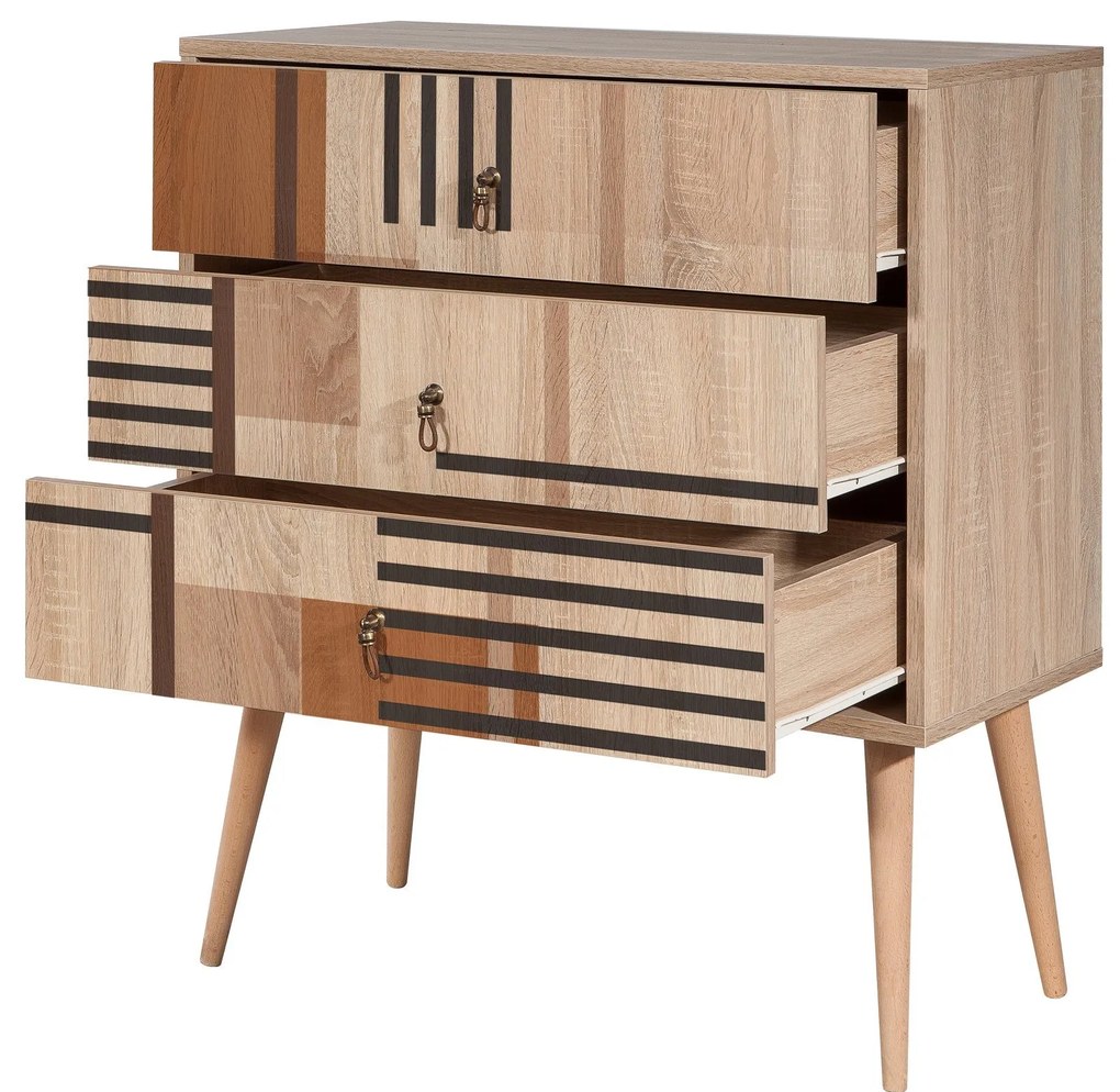 Cômoda City Trio – Multicolor – 80 cm x 89 cm x 40 cm