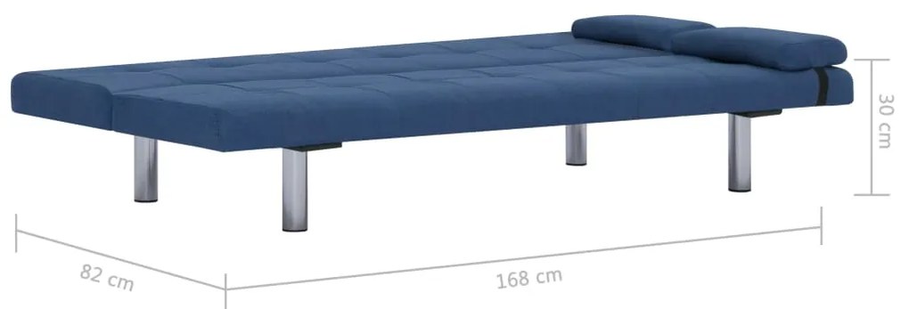 Sofá Cama Vivian - Cor Azul - Em Tecido, Estrutura em Madeira, Pernas