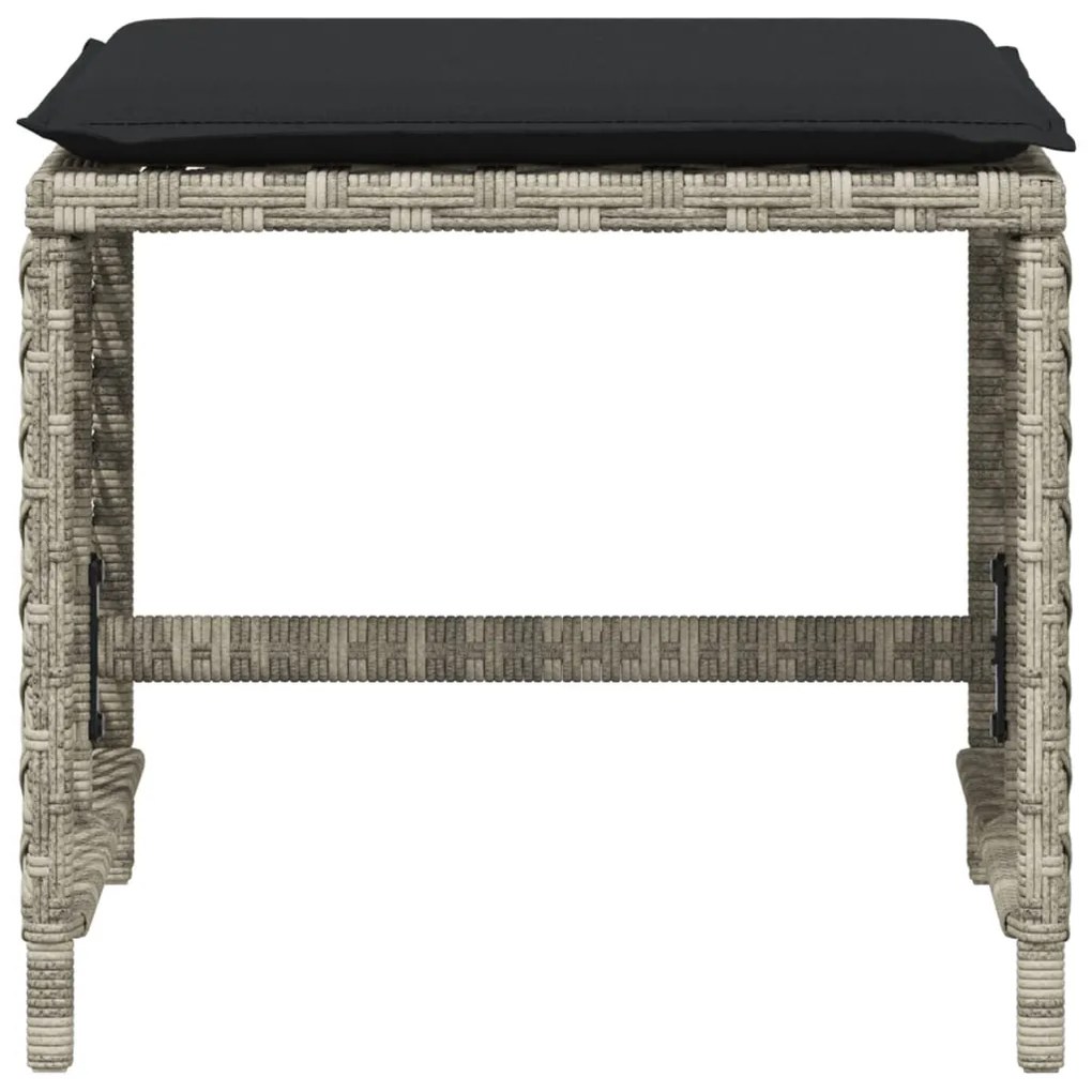 Bancos jardim c/ almofadões 4pcs 41x41x36cm vime PE cinza-claro