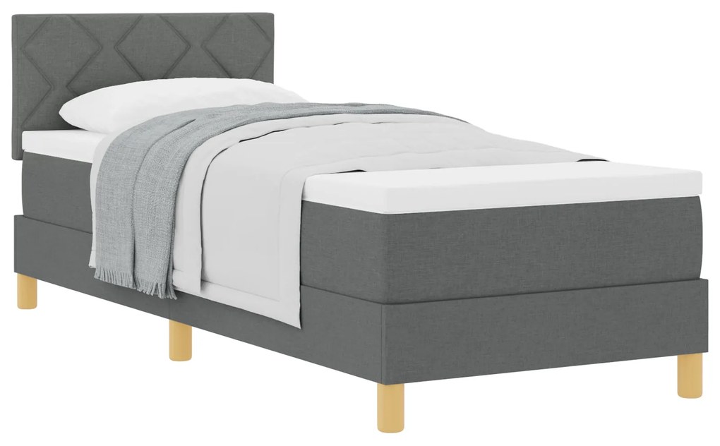 Cama Box Spring com Colchão Cinza Escuro 80x200 cm Tecido