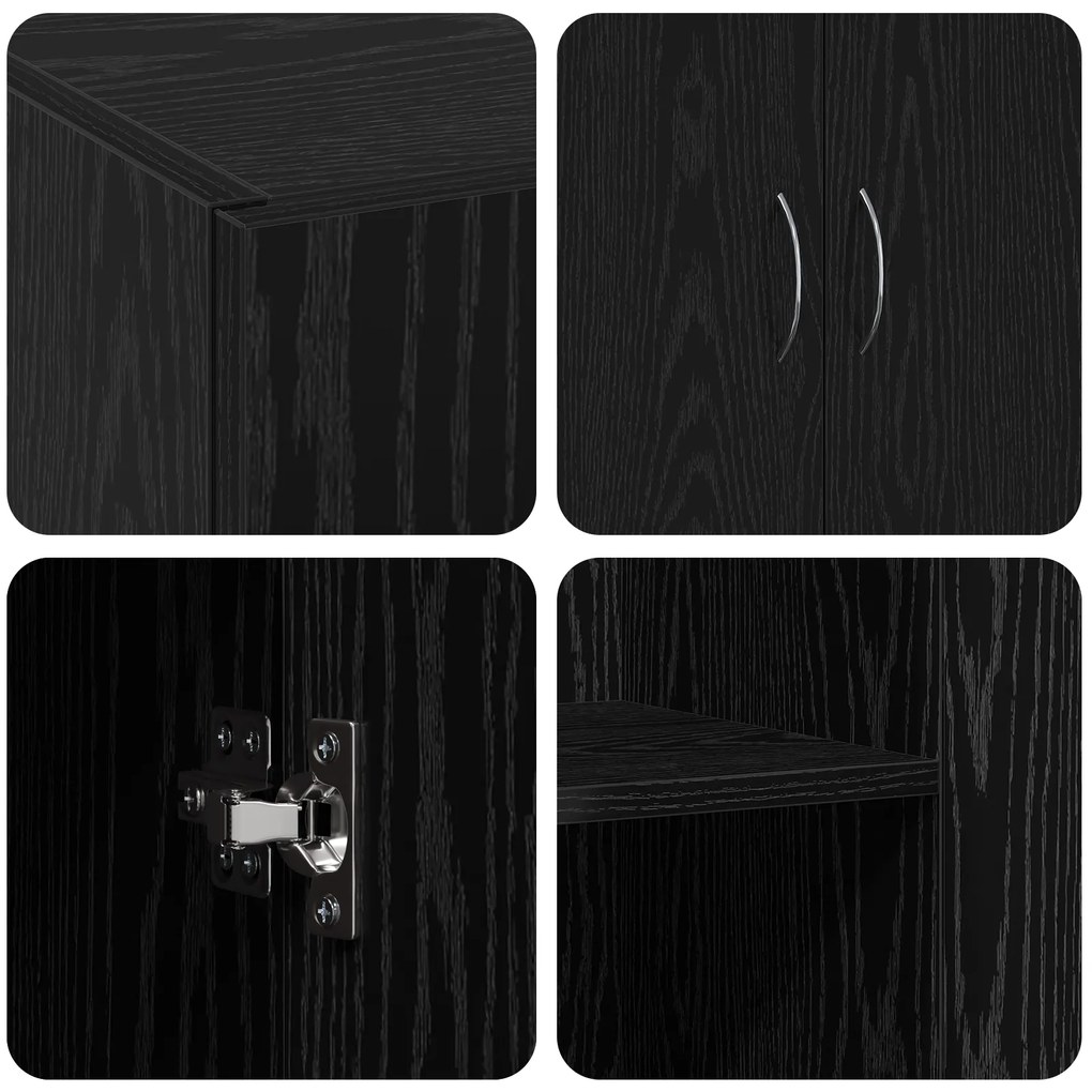 Gabinete de Escritório Carvalho Preto 60x32x77.5 cm Madeira Engenheira