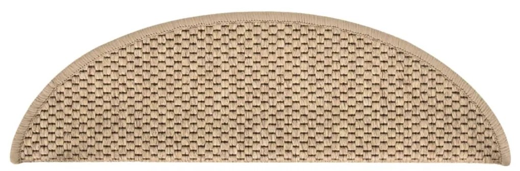 Tapetes escada adesivos aspeto sisal 15 pcs 56x17x3cm cor areia