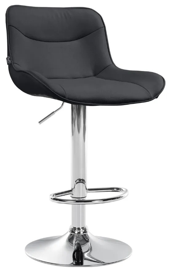 Banco alto em couro sintético com estrutura prateada 85-106 x 49 x 51 cm preto