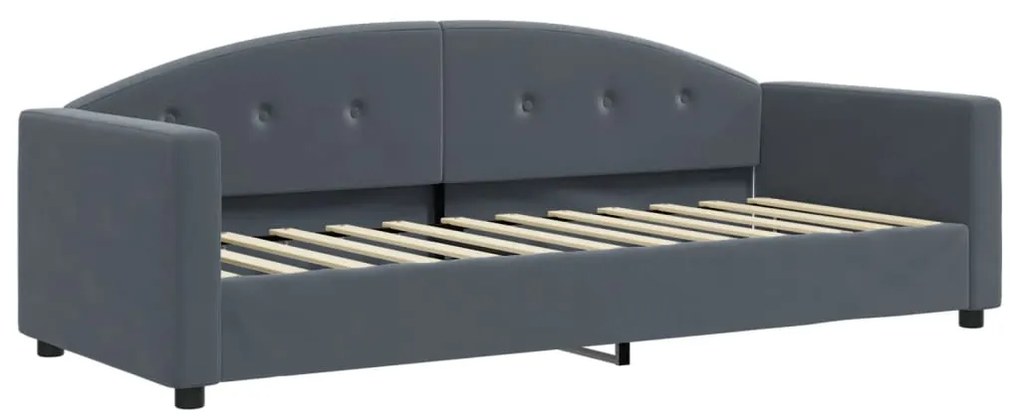 Sofá-cama com gavetão 80x200 cm veludo cinzento-escuro