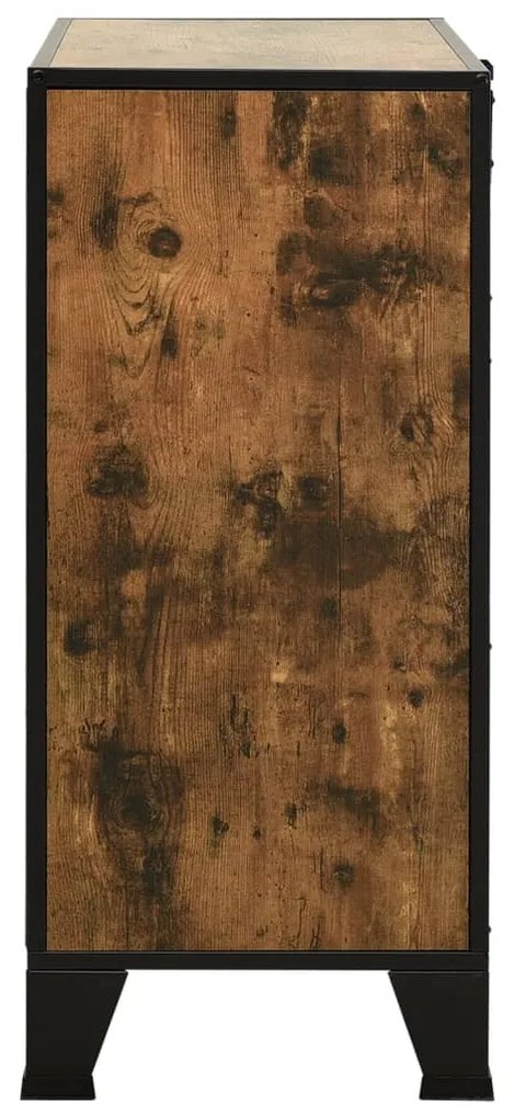 Armário de arrumação 72x36x82 cm metal/MDF castanho rústico