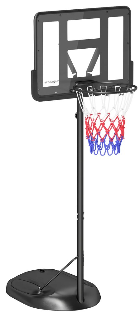 SPORTNOW Tabela de Basquetebol com Altura Ajustável 216-277 cm Aro de Basquetebol para Exterior com Rodas e Base Recarregável Preto