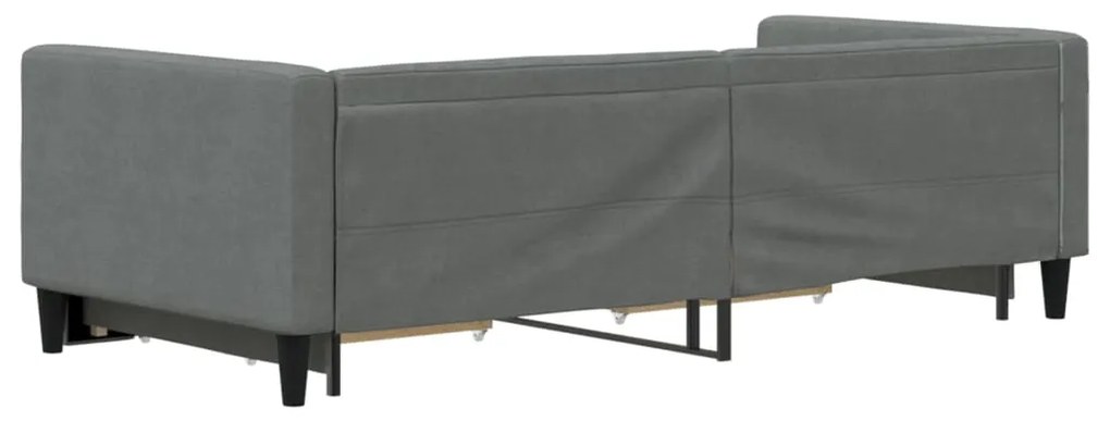 Sofá-cama c/ gavetão e gavetas 90x200 cm tecido cinzento-escuro