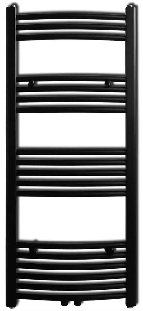 Aquecedor toalhas casa de banho curvo 500 x 1160 mm preto