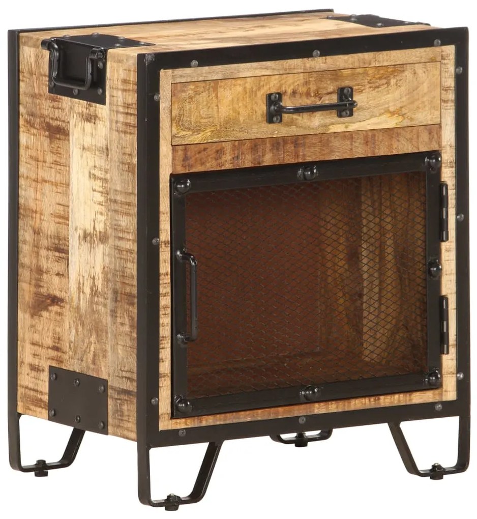 Mesa de cabeceira 43x30x51 cm madeira mangueira áspera maciça