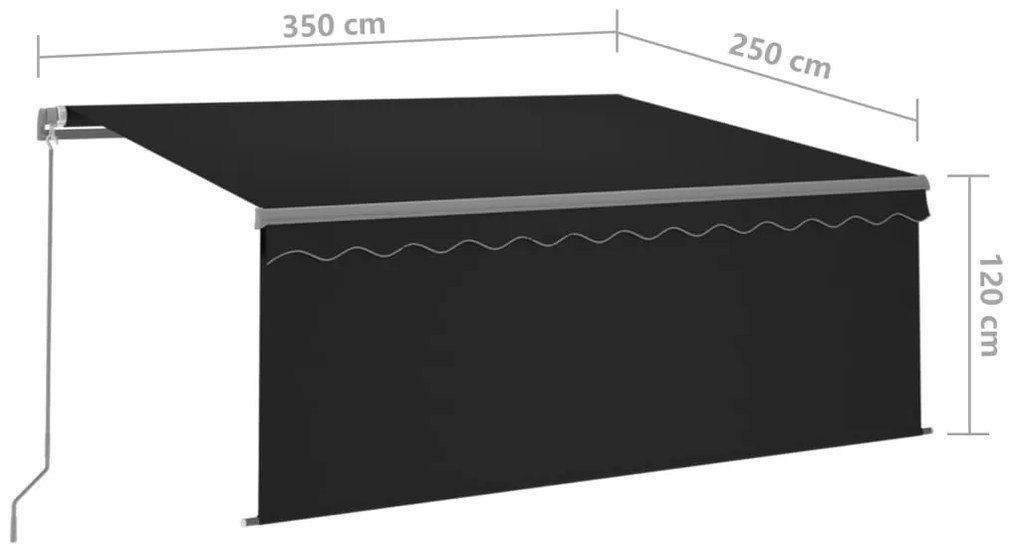 Toldo retrátil manual com estore/LED 3,5x2,5 m antracite