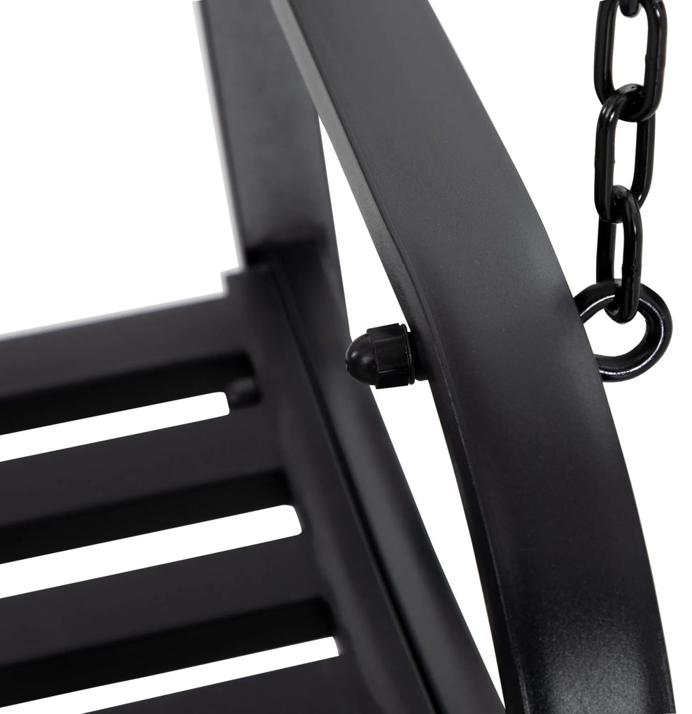 Outsunny Banco Baloiço de 2 Lugares Banco Suspenso de Aço com Apoio para os Braços Carga Máx. 240kg para Jardim Varanda Exterior 127x59,5x52cm Preto