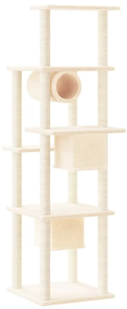 Árvore para gatos c/ postes arranhadores sisal 169 cm cor creme