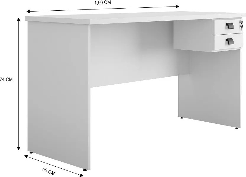 Secretária ECO – 150x60x74 cm – Bilaminado Cor Platino com 2 Gavetas e