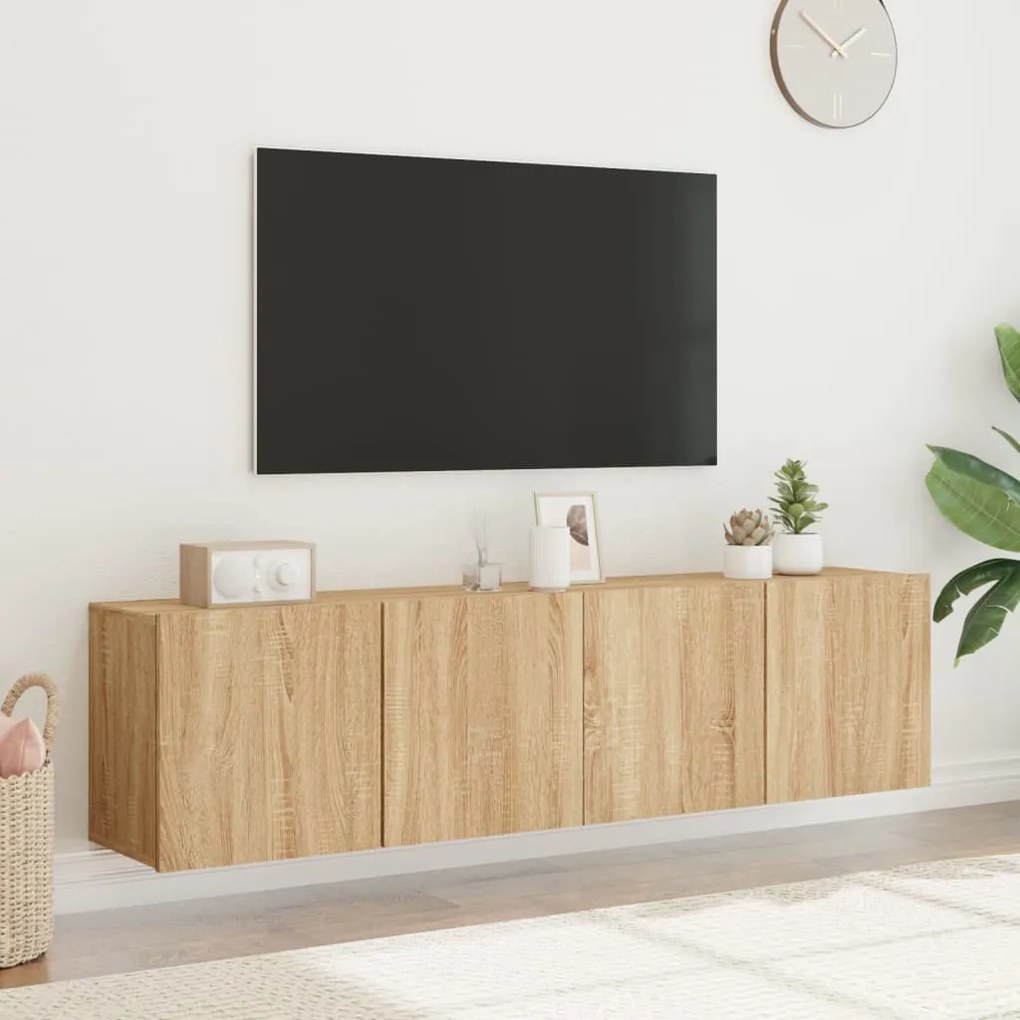 Móveis de parede para TV 2 pcs 80x30x41 cm carvalho sonoma