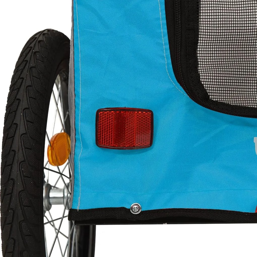Reboque bicicleta p/ animais tecido oxford/ferro azul/cinza
