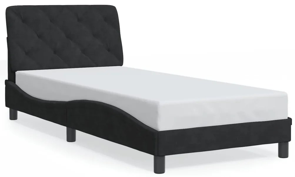 Estrutura de cama c/ luzes LED 90x200 cm veludo preto