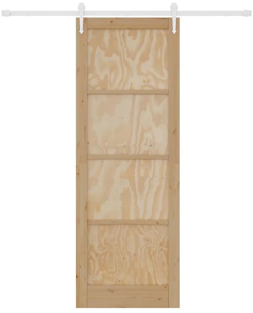 Porta Deslizante com Conjunto de Ferragens 83x232 cm Madeira de Pinho