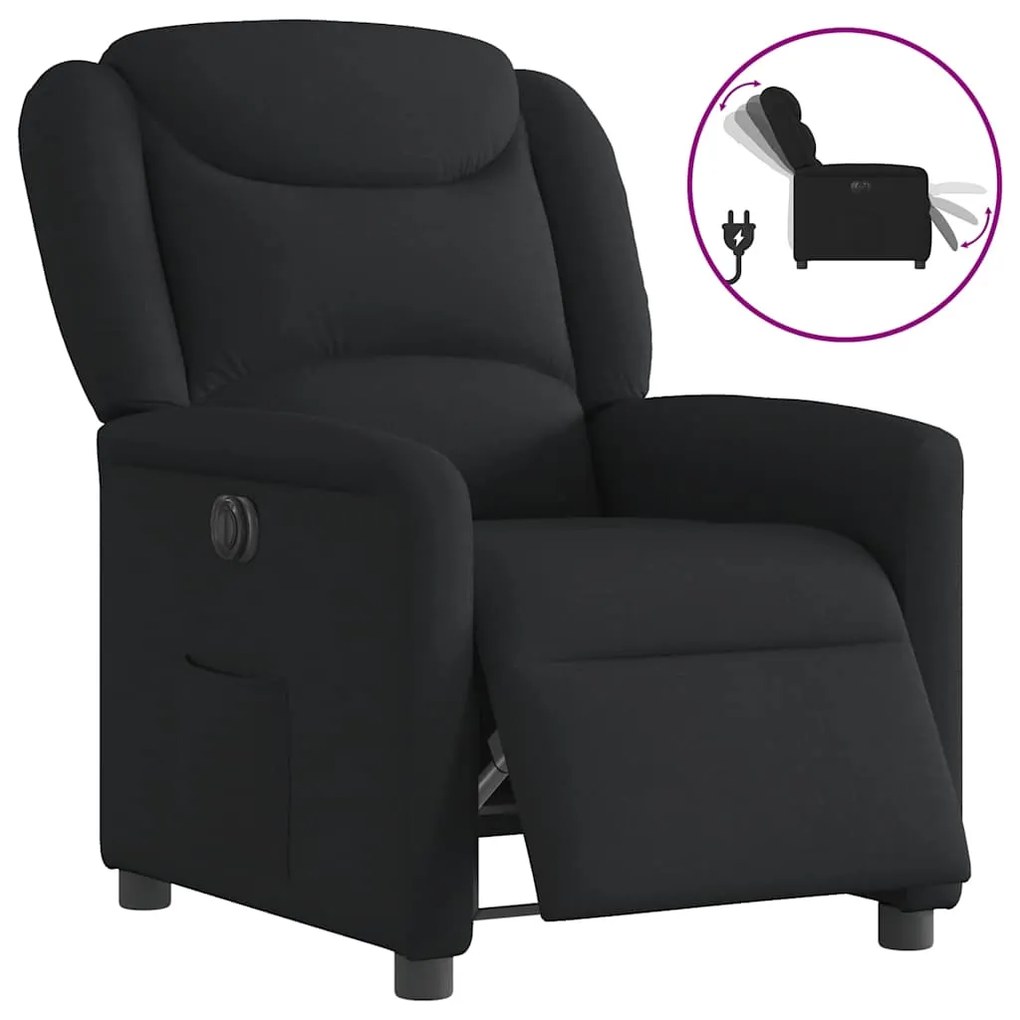 vidaXL Poltrona elétrica reclinável tecido preto