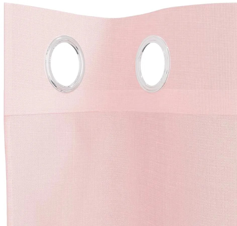 Cortinas de voile com ilhós 2 pcs rosa-claro 140x245 cm