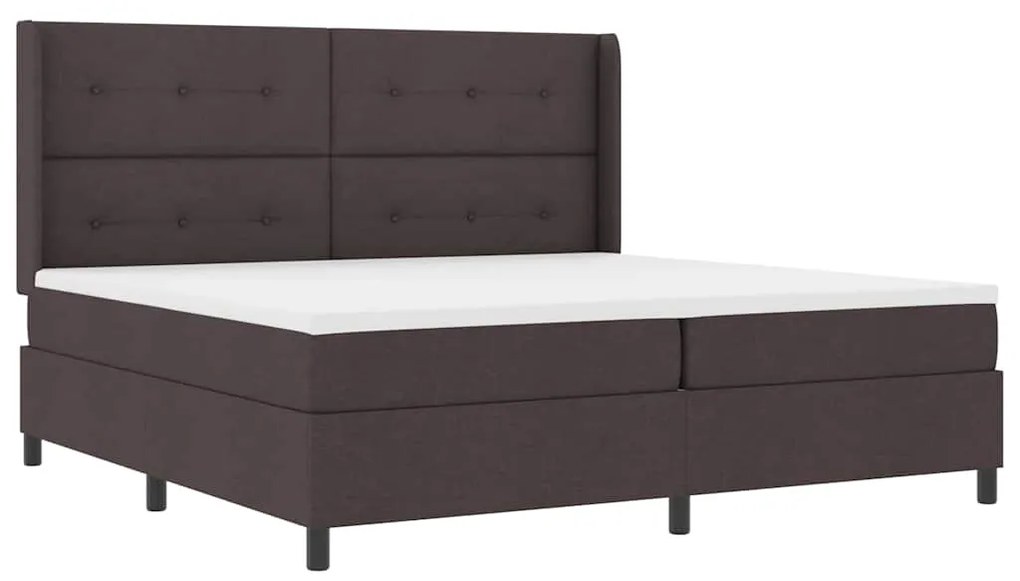 Cama Box com colchão e LED, marrom escuro, 200 x 200 cm, tecido