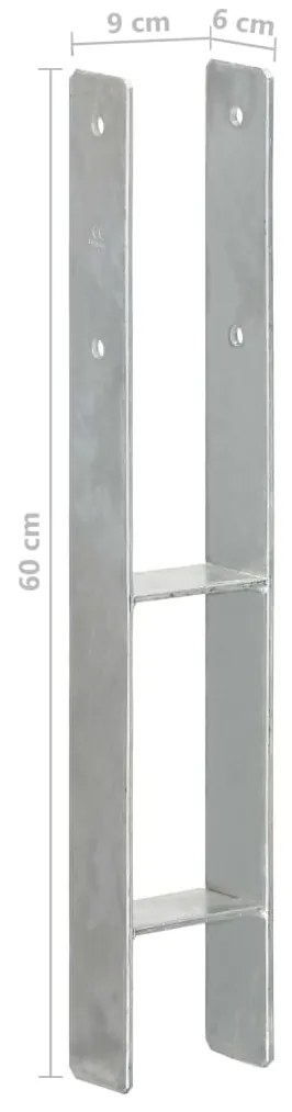 Âncoras de vedação 6 pcs 9x6x60 cm aço galvanizado prateado