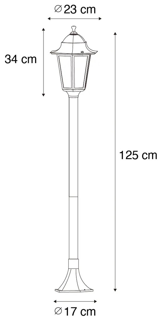 Candeeiro de pé clássico para exterior verde escuro 125 cm IP44 - Nova Orleans Clássico / Antigo