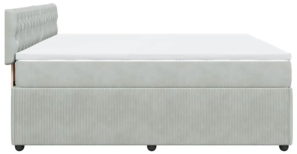 Cama com molas/colchão 180x200 cm veludo cinzento-claro