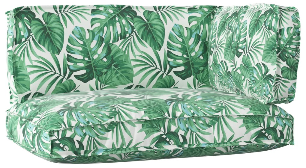 vidaXL Conjunto de Almofadas para Palete Floral 3 pcs Padrão de folhas