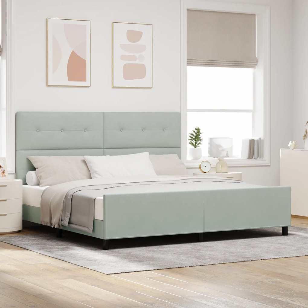 Cama vidaXL Cinza Claro 200x200 cm Veludo
