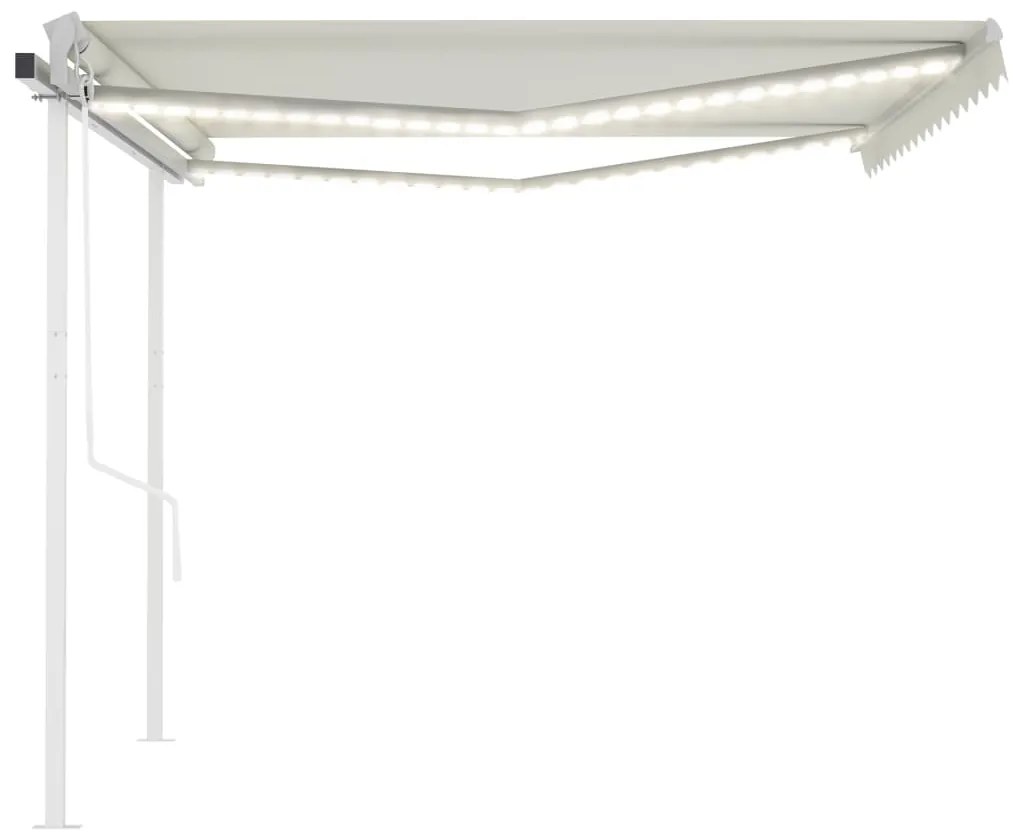 Toldo automático c/ LED e sensor de vento 4x3,5 m cor creme