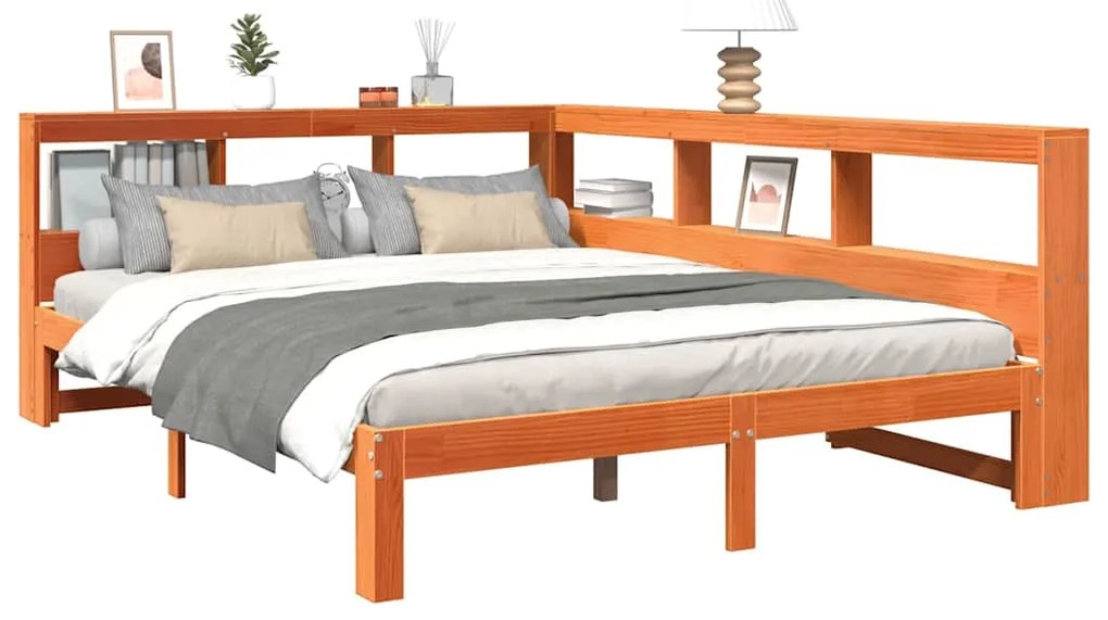 Cama com estante sem colchão 135x190 cm pinho maciço