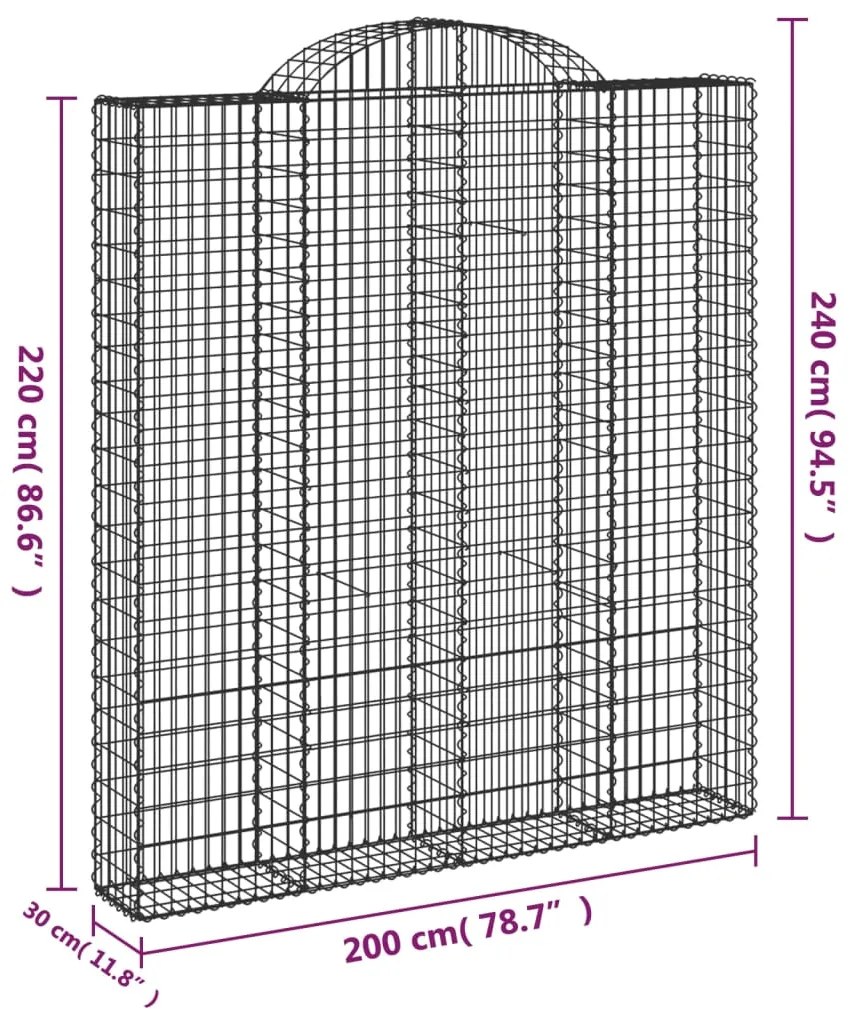 Cestos gabião arqueados 9pcs 200x30x220/240cm ferro galvanizado
