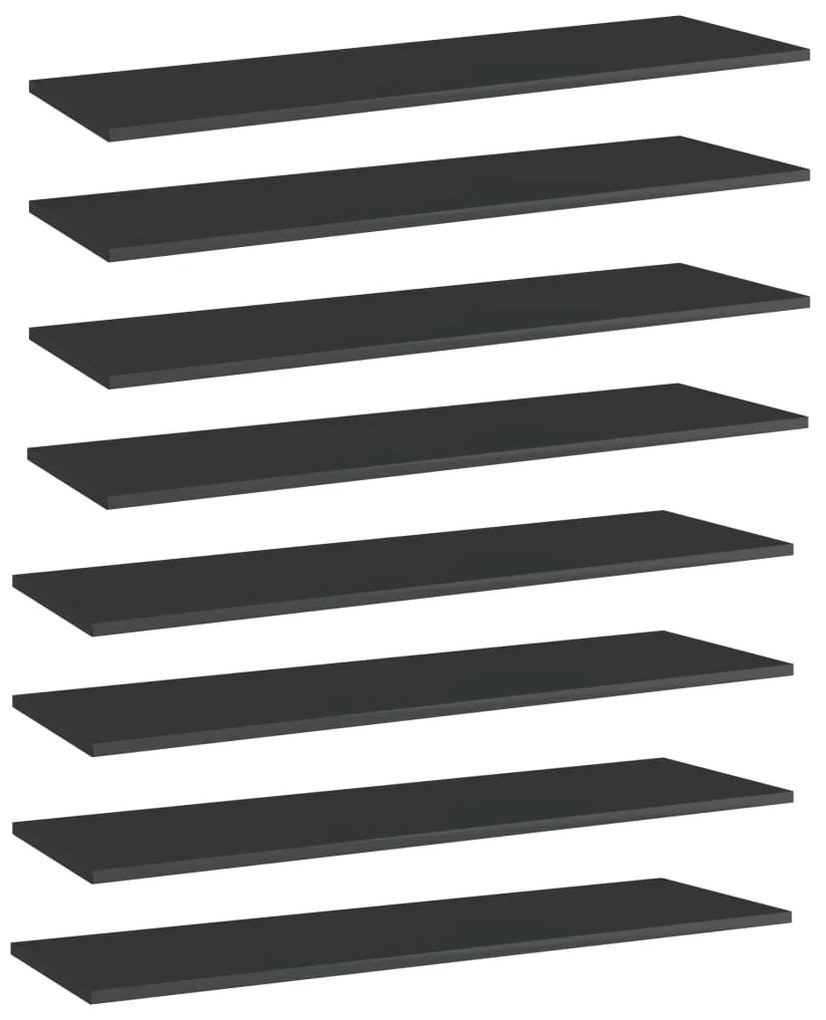 vidaXL Prateleiras estante 8pcs 100x30x1,5cm contrap. preto brilhante