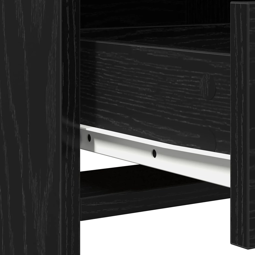 Conjunto de Mesa de Maquiagem 2 Peças com LED Preto em Madeira Estrutu