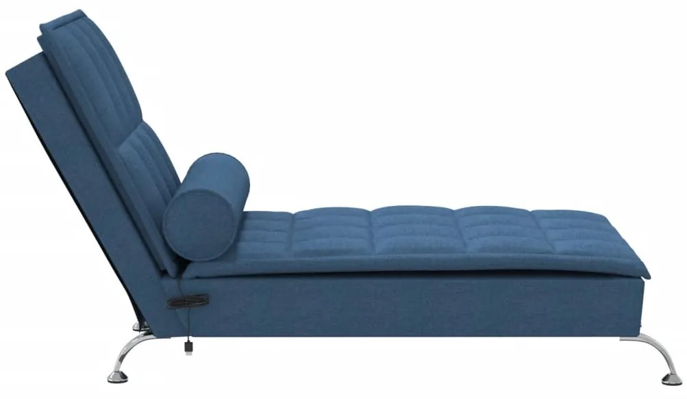 Chaise lounge de massagem com rolo tecido azul