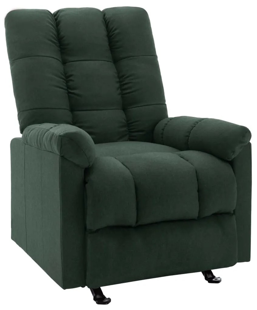 vidaXL Poltrona reclinável tecido verde-escuro