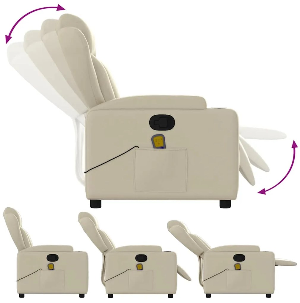 Poltrona de massagens reclinável couro artificial cor creme