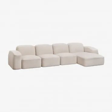 Sofá Modular Bastian De 4 Peças Com Chaise Longue Lateral Direita Chenille Grossa Branca - Sklum