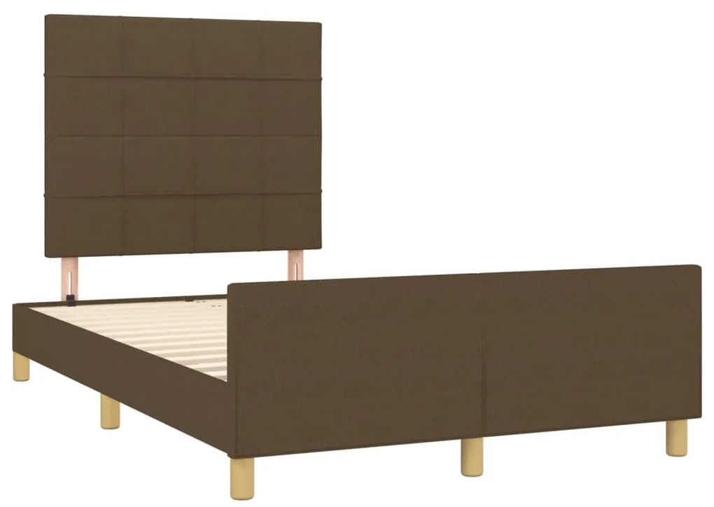 Estrutura de cama sem colchão 120x200 cm tecido castanho-escuro