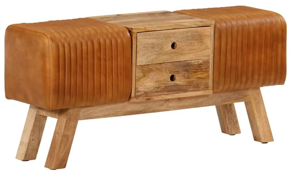 Boque 107 cm couro de cabra genuíno/mangueira maciça castanho