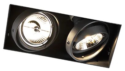 Foco embutido preto GU10 AR70 sem moldura 2 luzes - Oneon Moderno