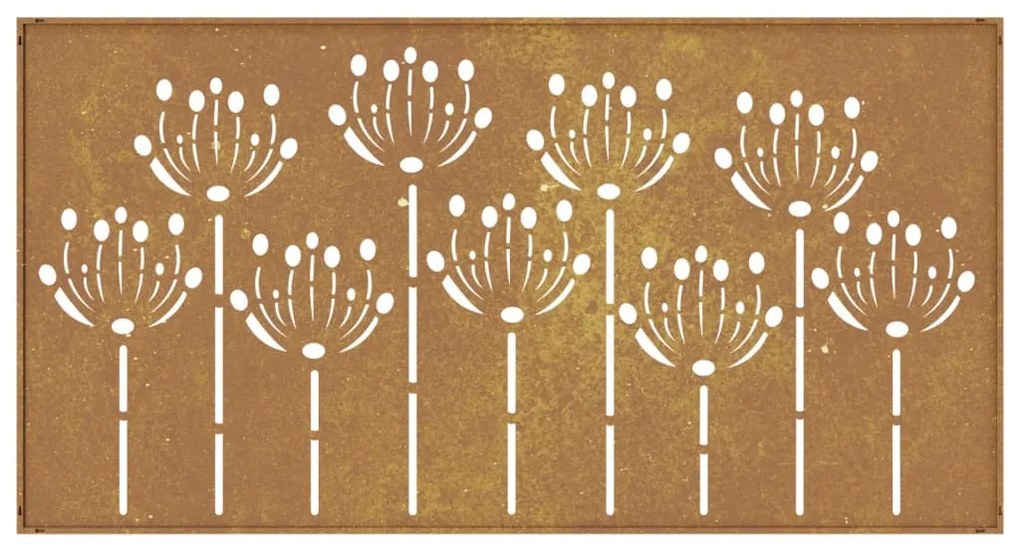 Decoração p/ muro de jardim 105x55 cm aço corten design flores