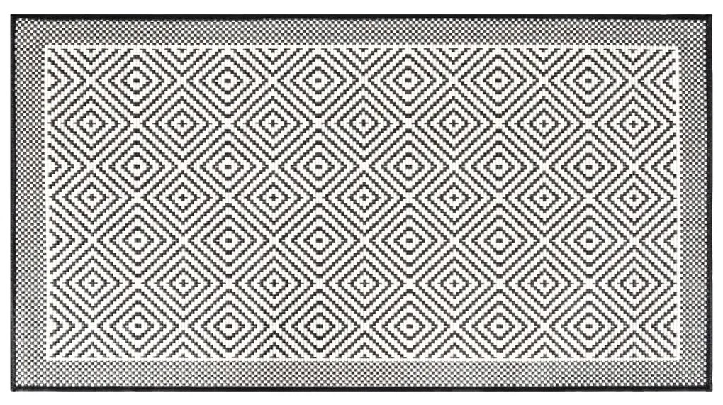 Tapete de exterior c/ design reversível 80x150 cm cinza/branco