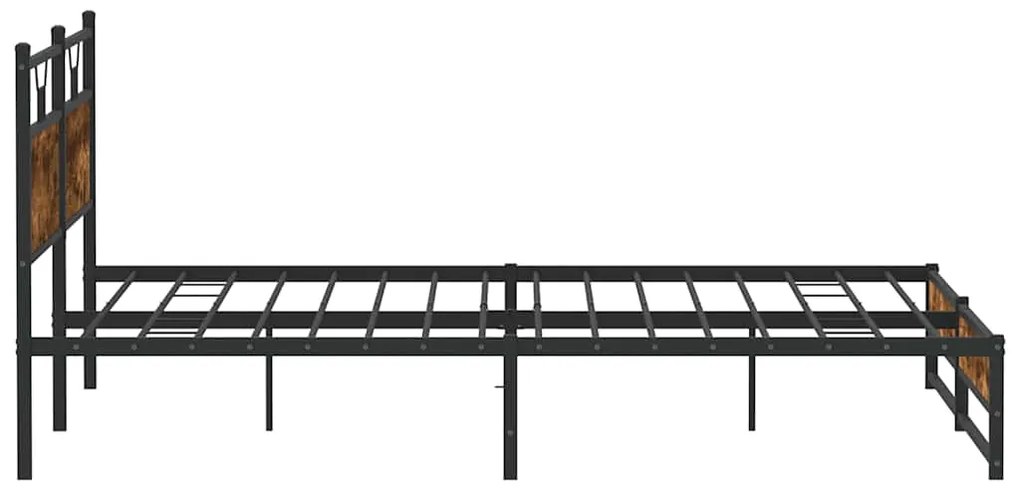 Estrutura de cama sem colchão 193x203cm metal carvalho fumado