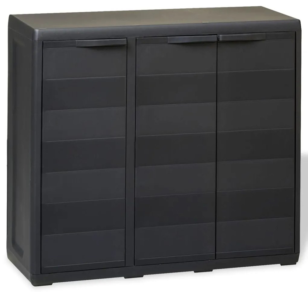 43704 vidaXL Armário de arrumação para jardim com 2 prateleiras preto