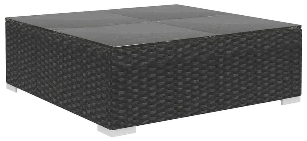 5 pcs conjunto lounge de jardim c/ almofadões vime PE preto